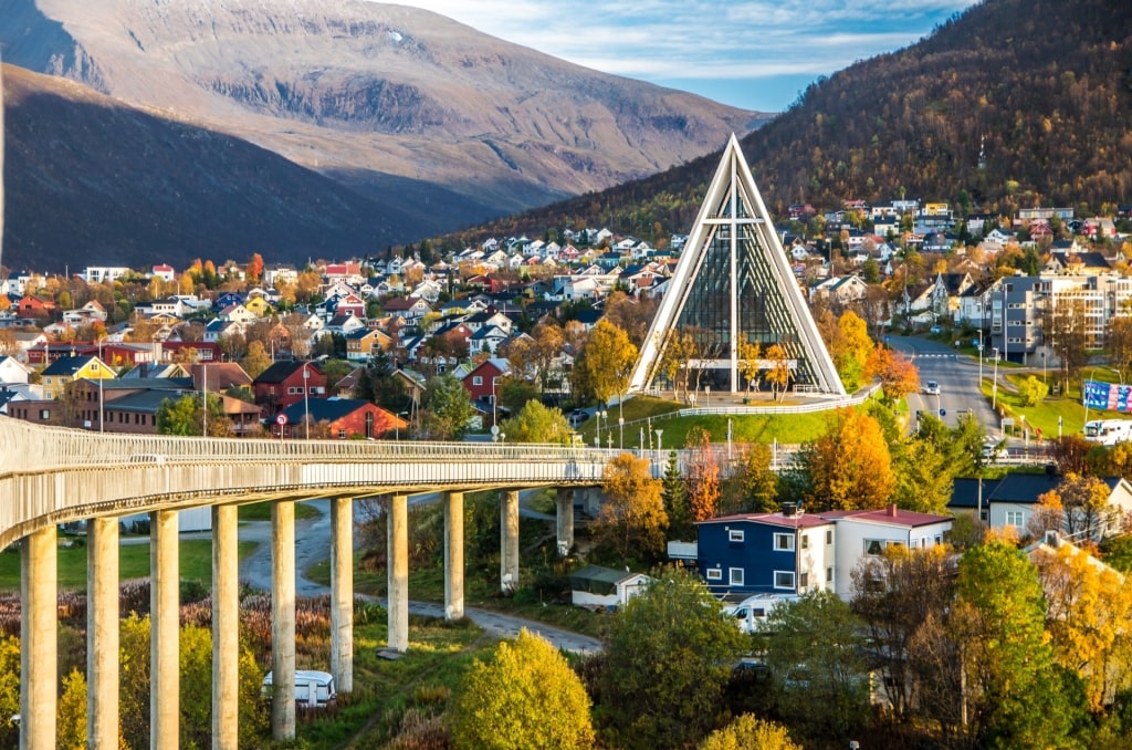 Unique architecture of the Arctic Cathedral in Tromso