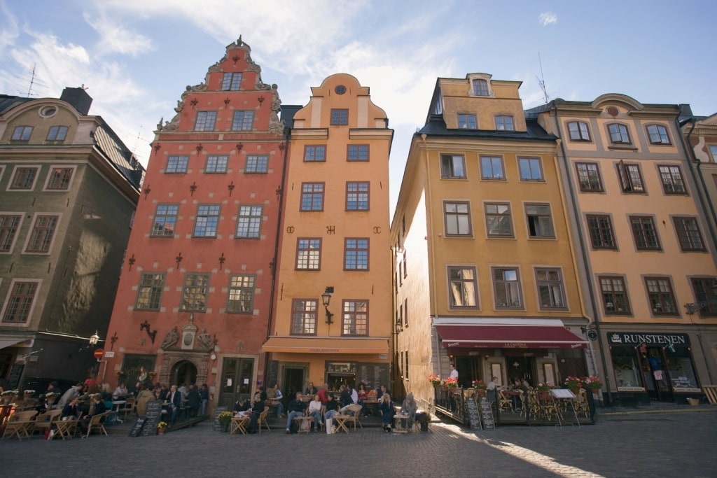 Colorful street of Gamla Stan in Stockholm, Sweden