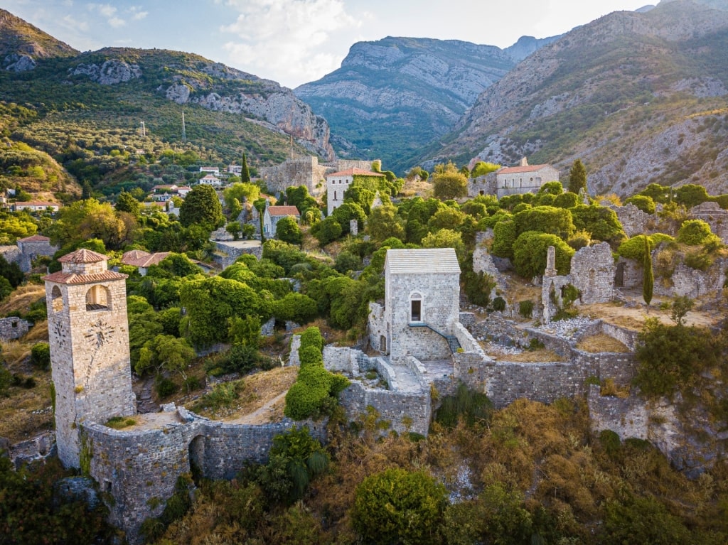 Aerial view of Stari Bar, Montenegro