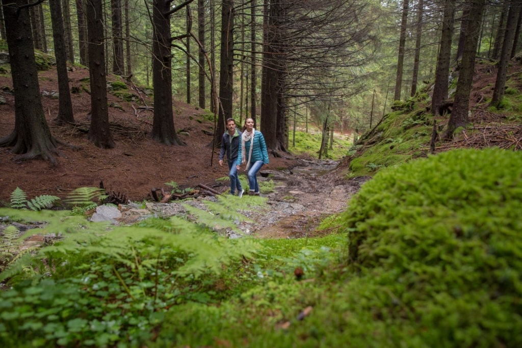 Couple hiking Mount Floien, Norway