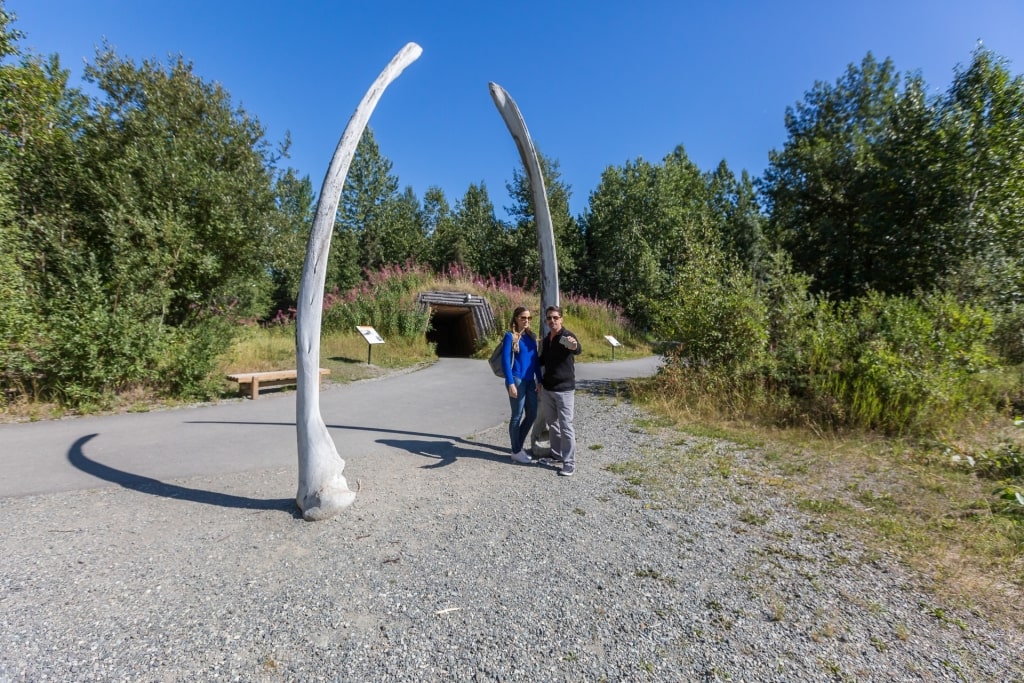 Couple exploring the Alaska Native Heritage Center