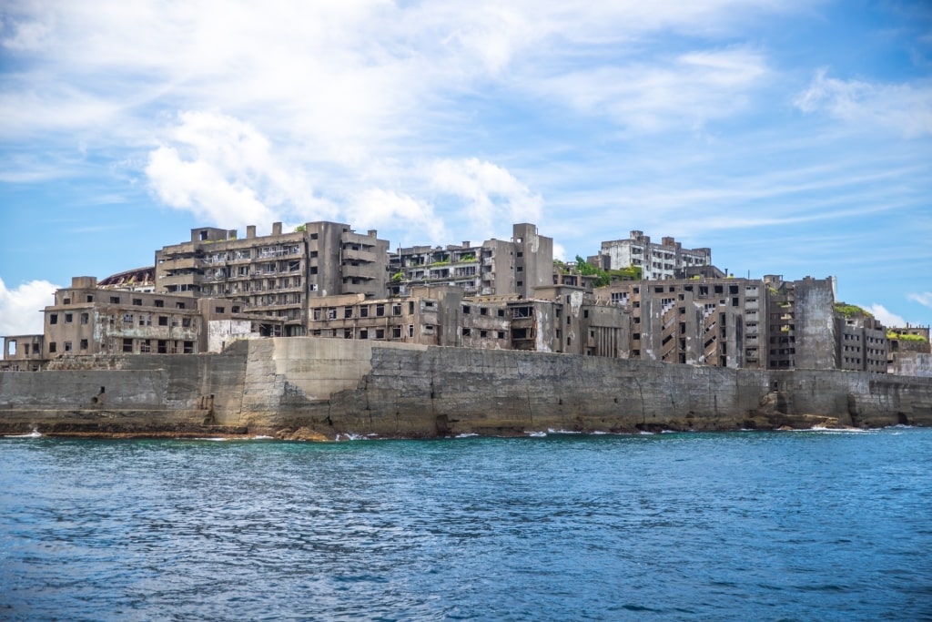 View of Gunkanjima, Nagasaki from the water