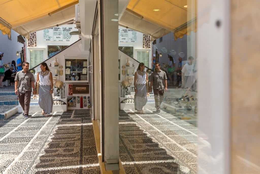 Street view of shops in Fira