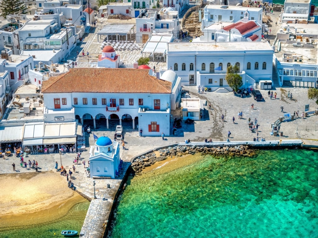 Aerial view of Mykonos Town Hall