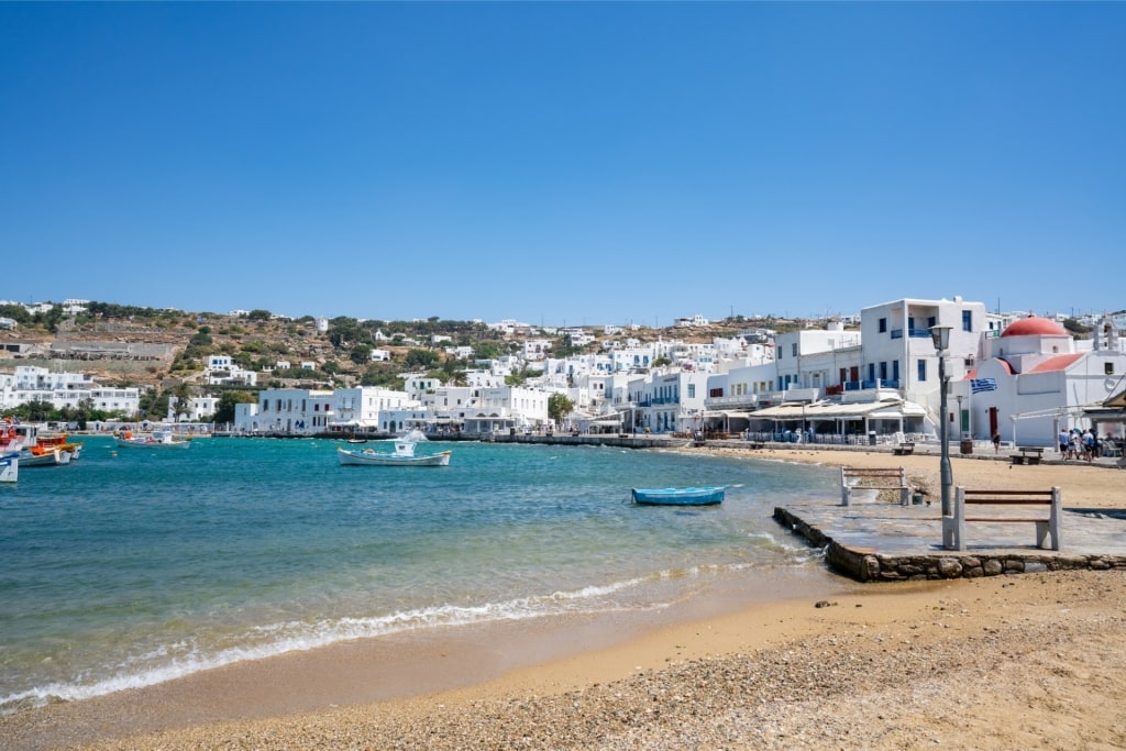 Beautiful shoreline of Mykonos