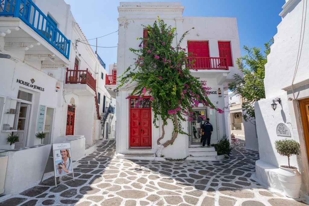 Street view of Old Town Mykonos