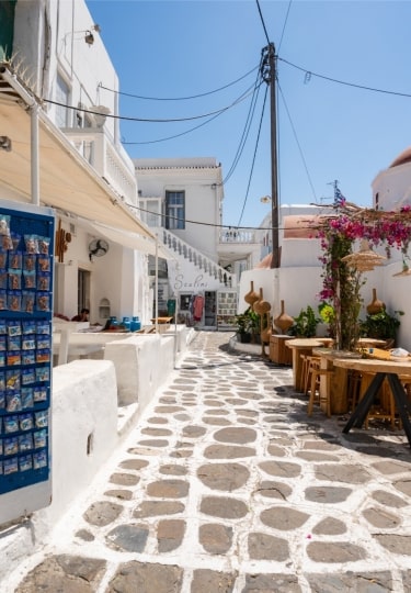 Street view of Old Town Mykonos