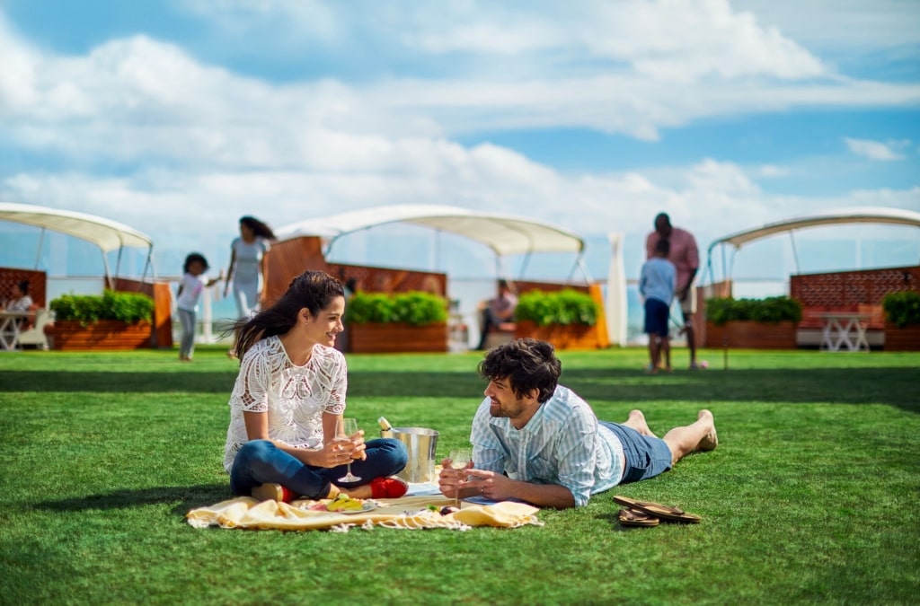 Couple on a picnic aboard Celebrity