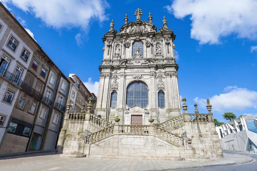 Beautiful exterior of Clérigos Church in Porto Baixa