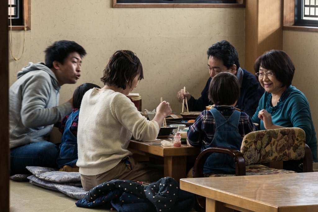 Japanese family eating in Nagasaki