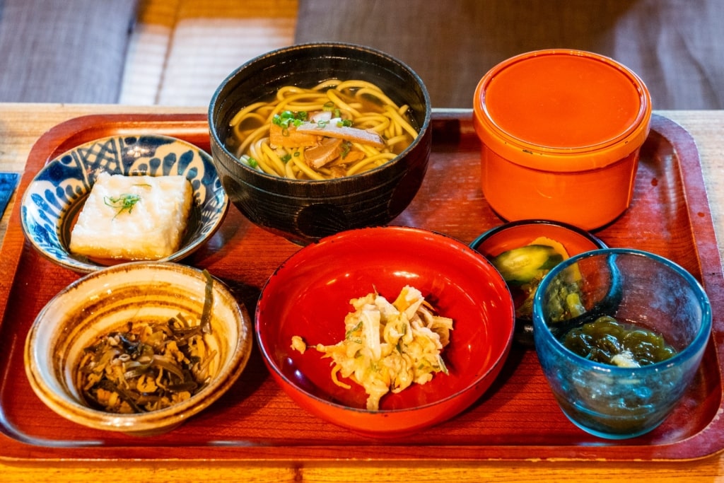 Japanese food at a restaurant in Japan