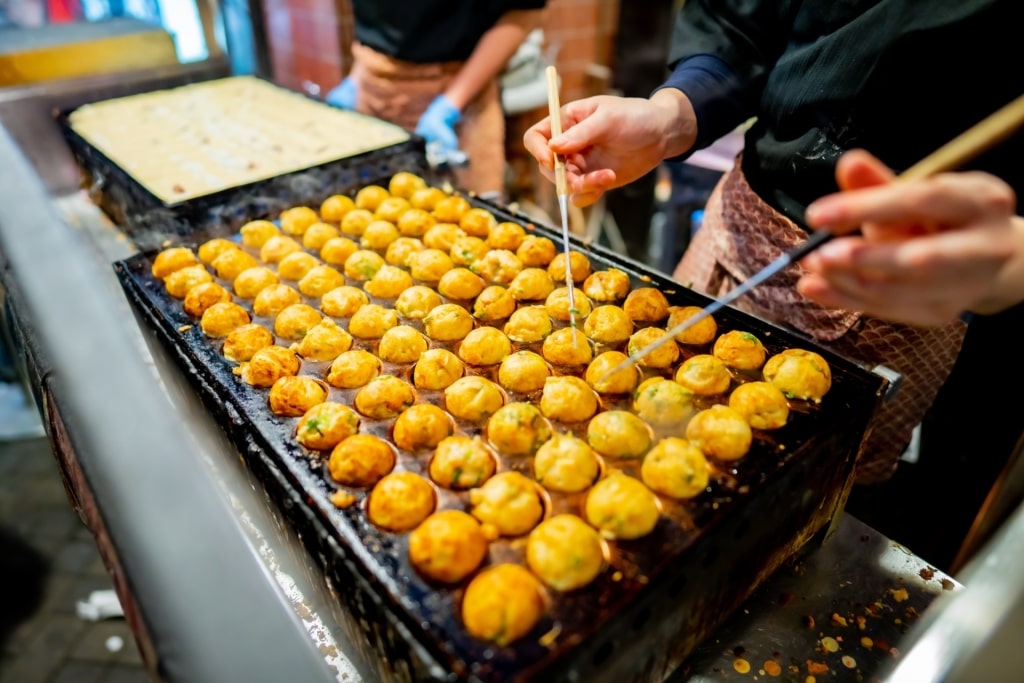 Takoyaki street food in Osaka