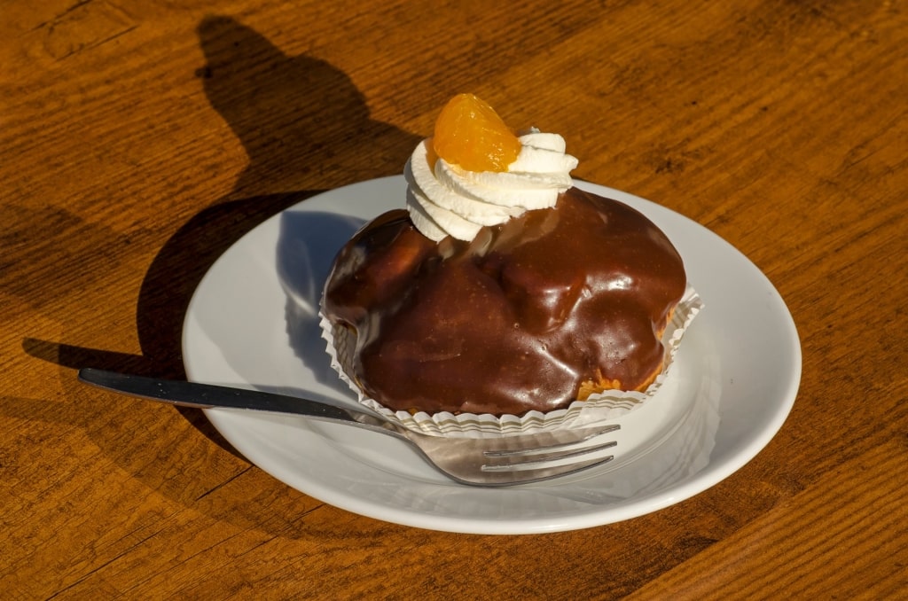 Decadent bossche bol on a plate