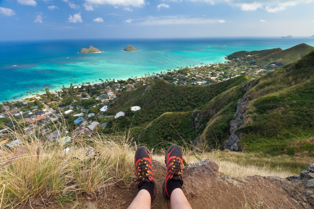 Man wearing hiking shoes