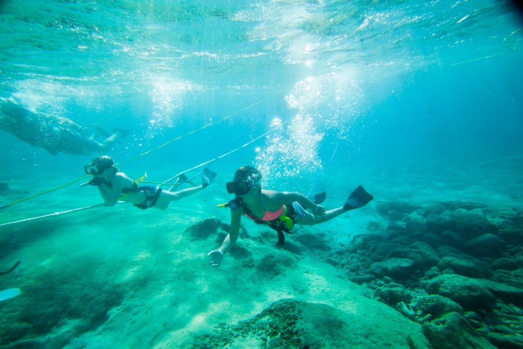 People snorkeling in Cozumel, Mexico