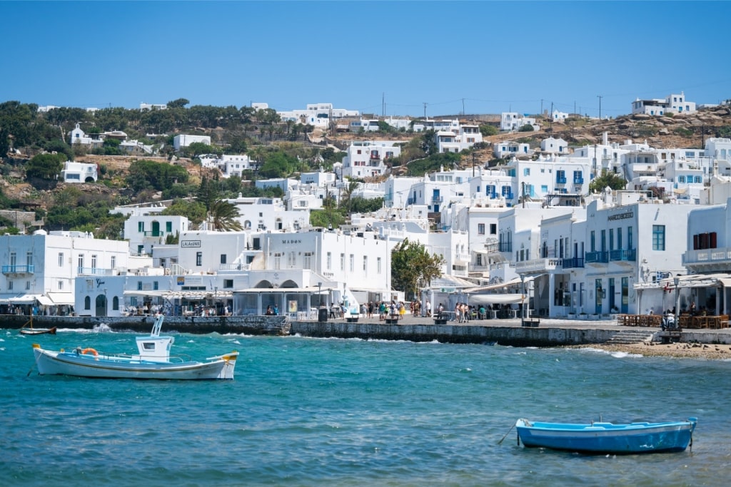 Scenic waterfront of Mykonos, Greece