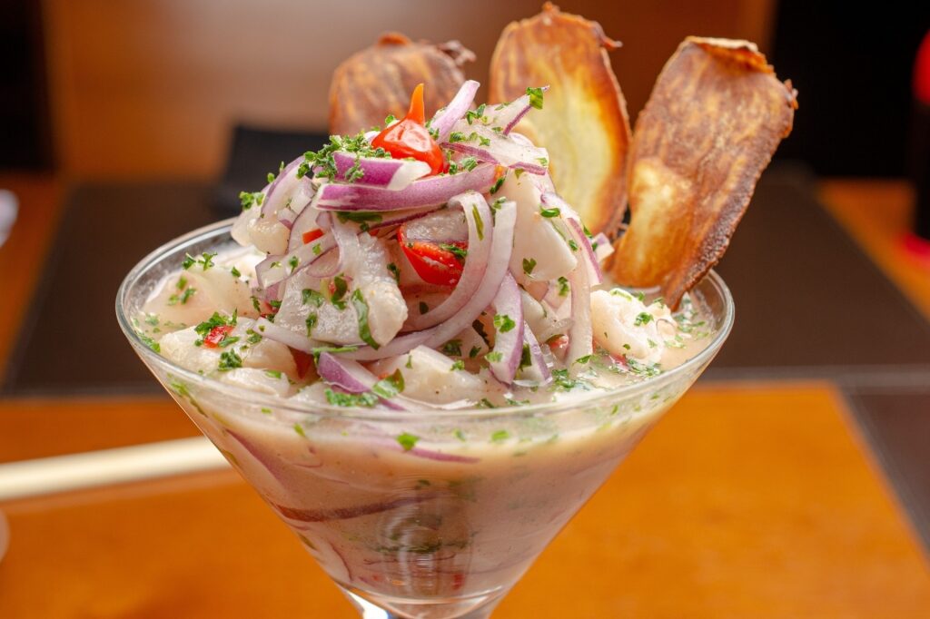 Authentic Peruvian ceviche in a glass