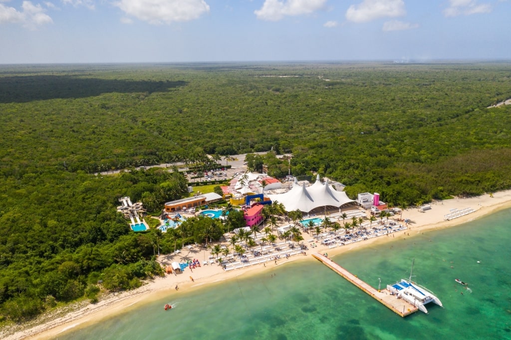 Aerial view of Playa Mia in Cozumel, Mexico