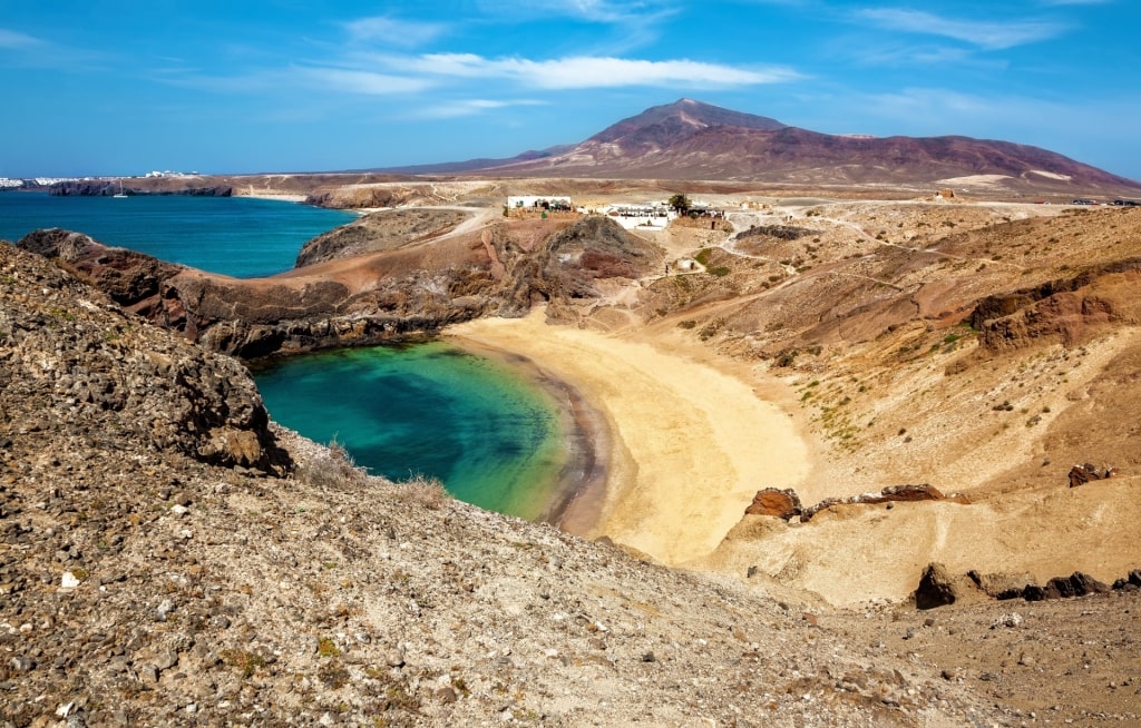 Aerial view of Papagayo Beach in Lanzarote