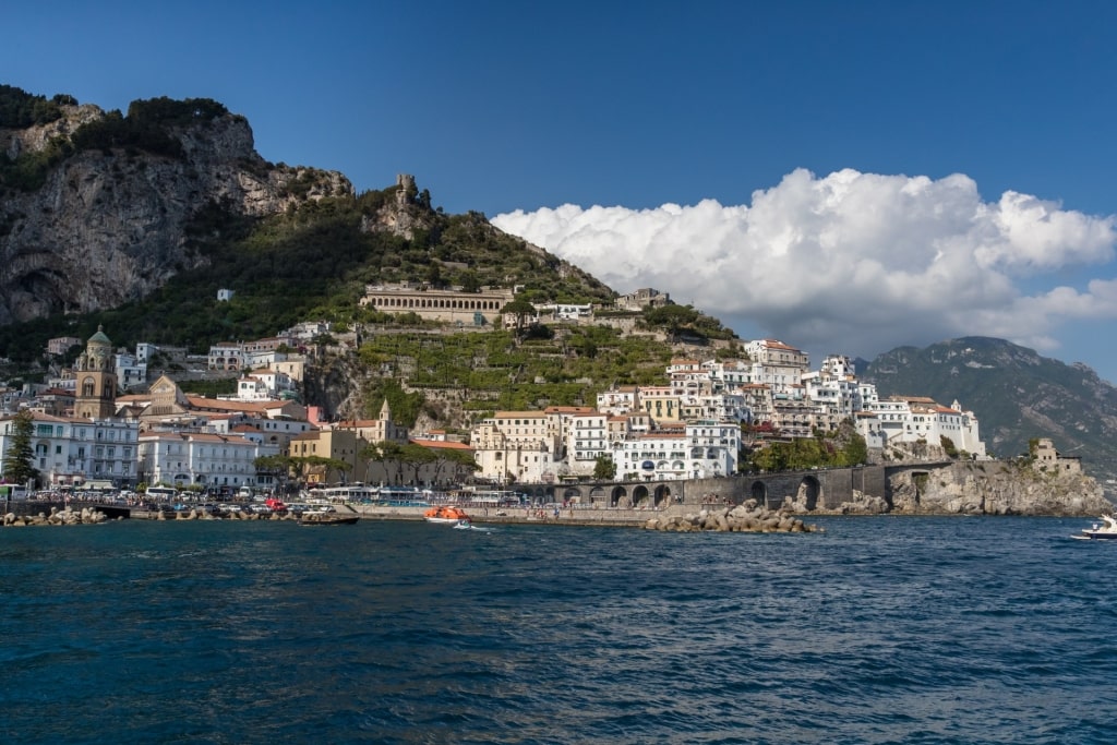 Waterfront of Amalfi Town in Amalfi Coast, Italy