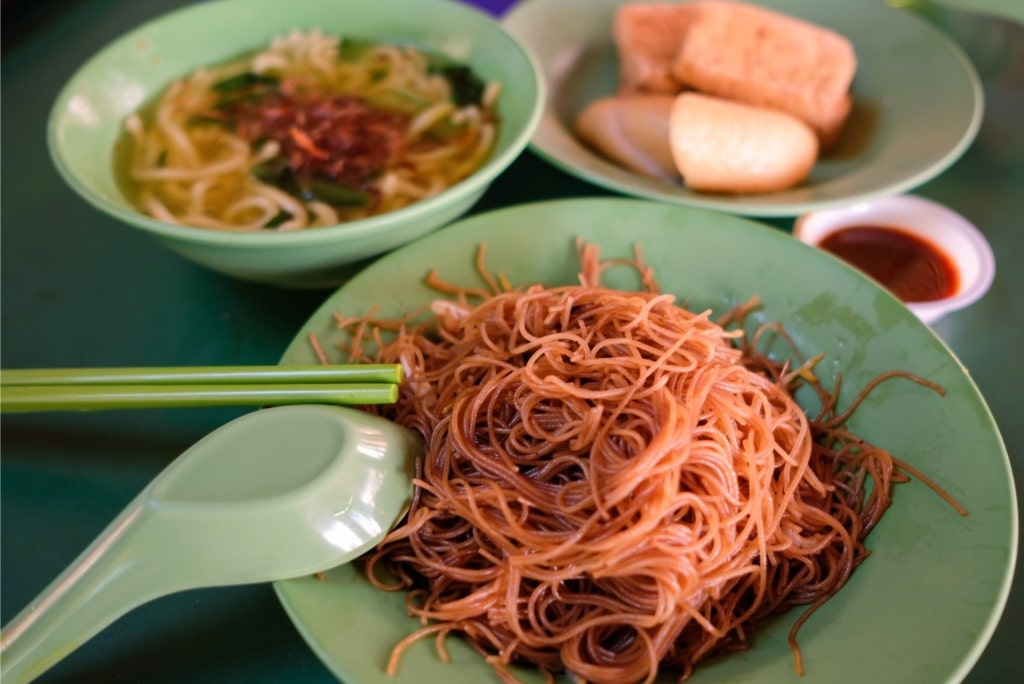 Food inside the Maxwell Food Centre