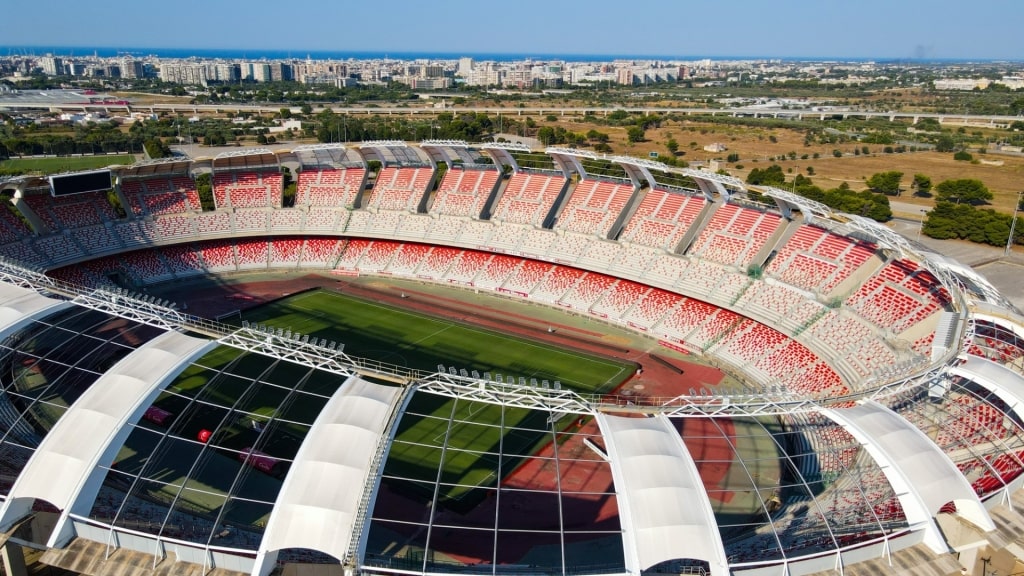 Aerial view of a stadium in Italy