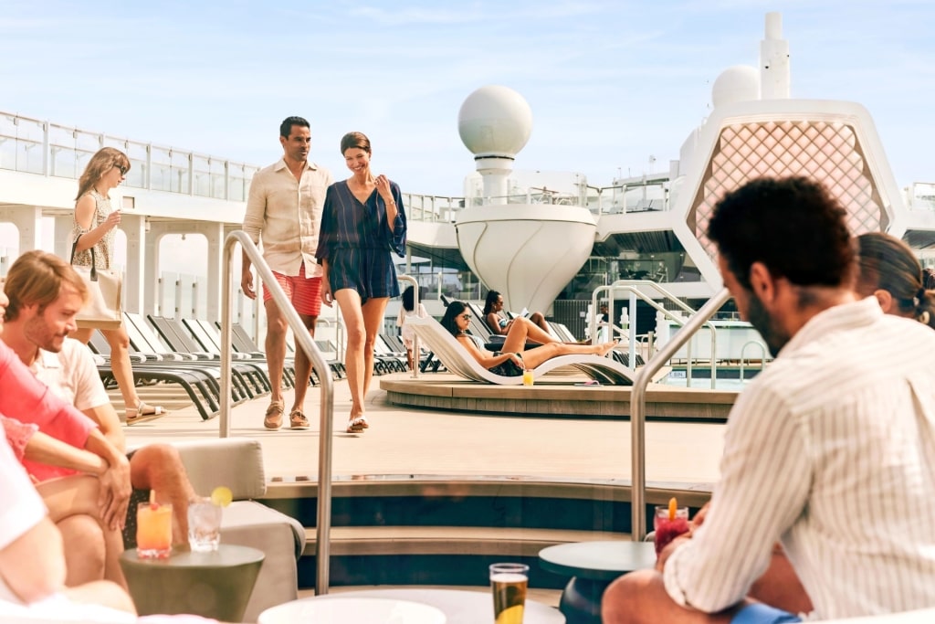 People hanging out on the Lido deck aboard Celebrity