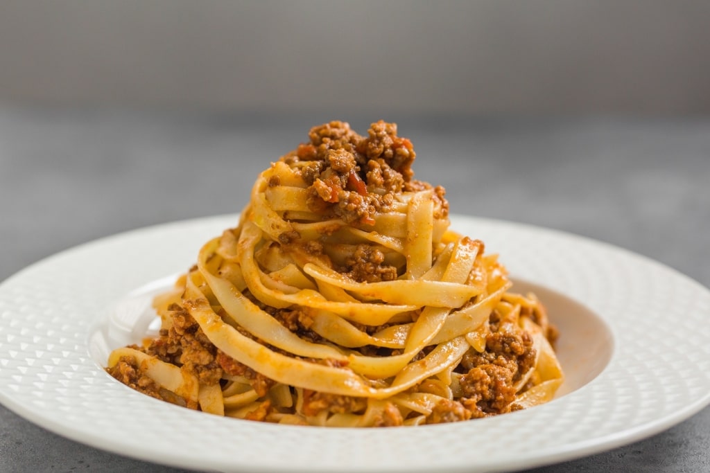 Plate of tagliatelle al ragù