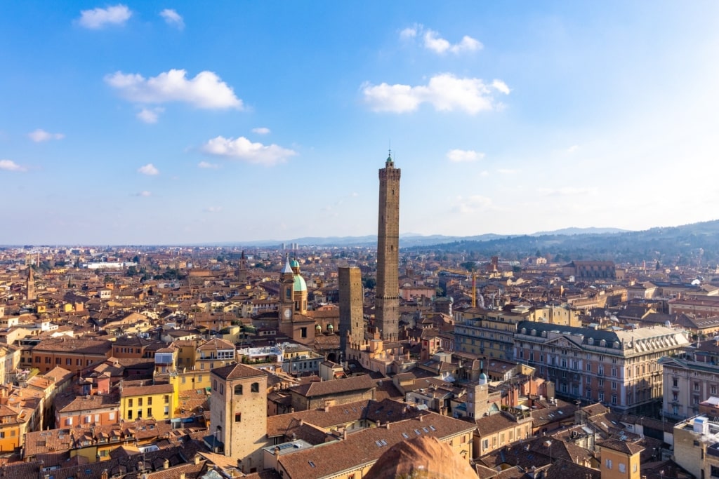 Scenic cityscape of Bologna with the Two Towers