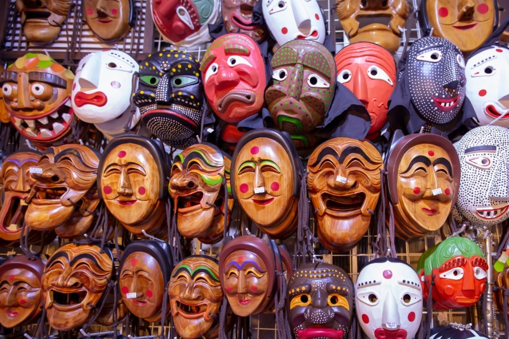 Masks at a market in Insadong