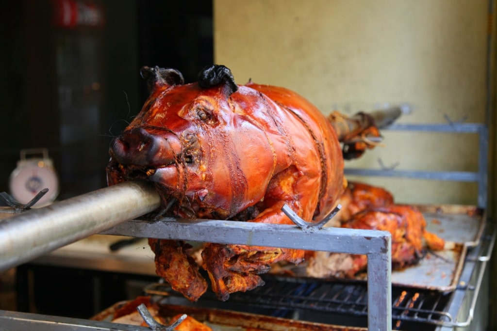 Freshly cooked lechon asado