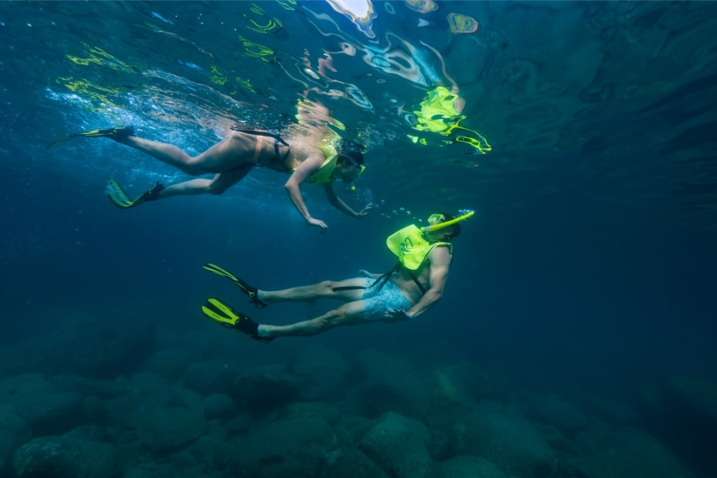 People snorkeling in St. Kitts