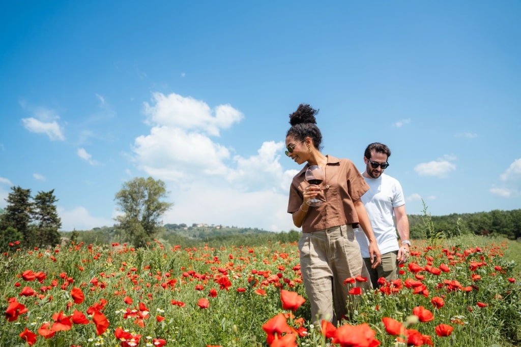 Couple exploring Tuscany, Italy