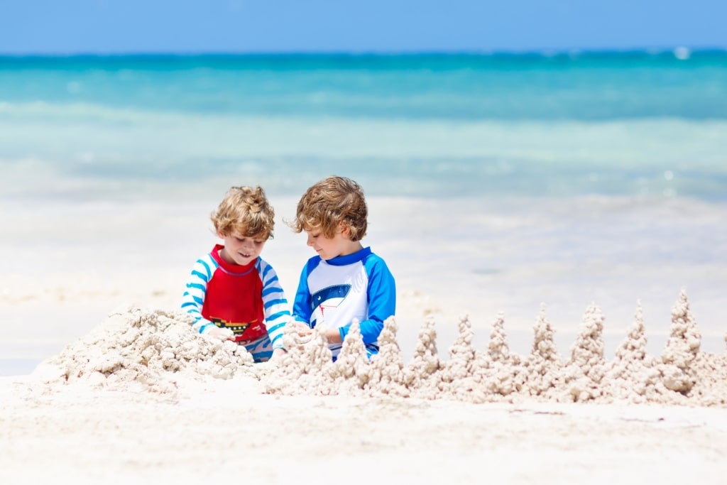 Kids playing on the beach