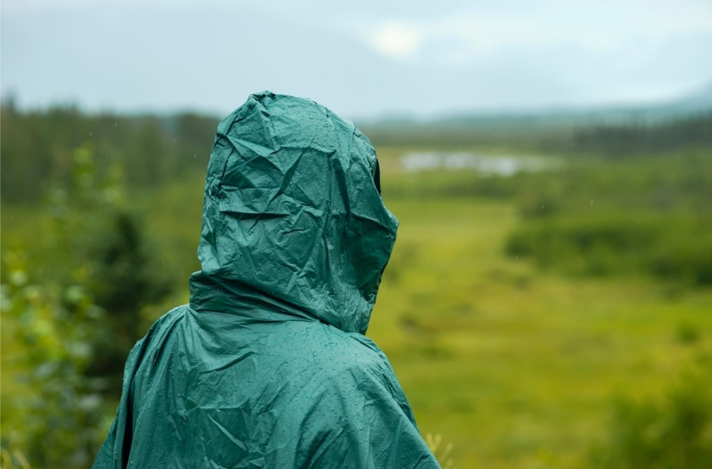 Man wearing a rain jacket