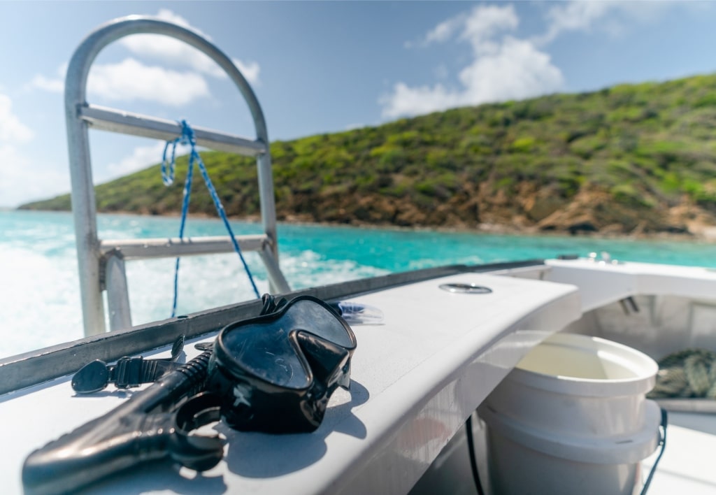 Snorkeling gear on a boat