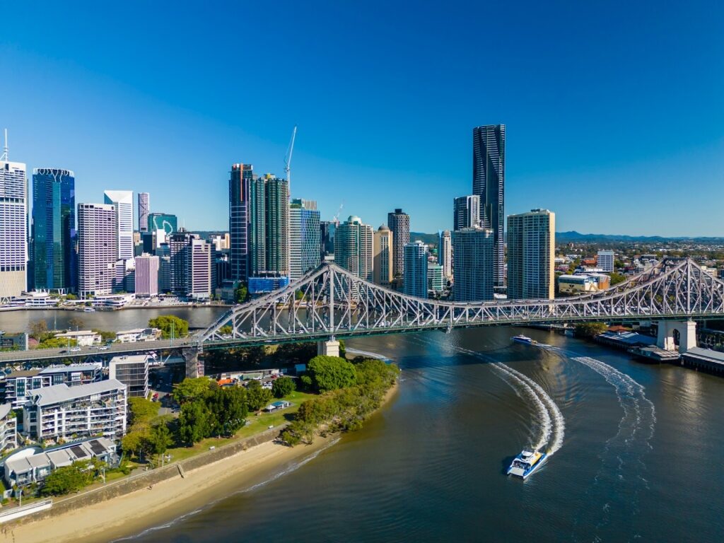 Aerial view of Kangaroo Point Cliffs Park