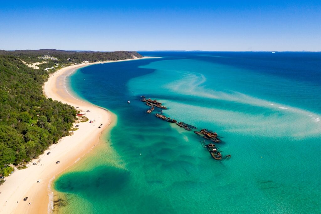 Shipwrecks along Tangalooma Beach, Moreton Island