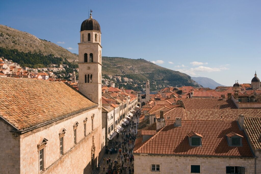 Aerial view of Stradun in Old Town Dubrovnik, Croatia