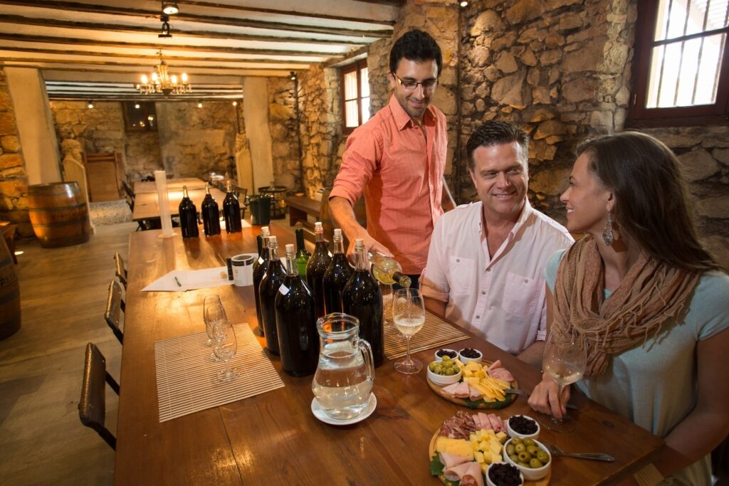 People drinking wine in Montevideo, Uruguay