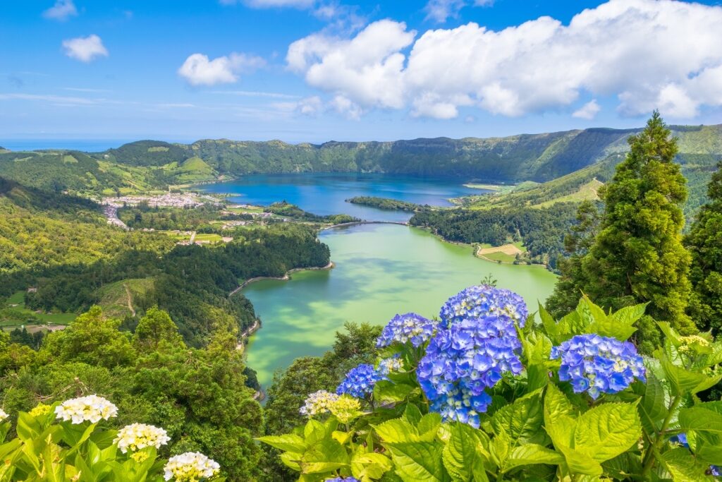 Beautiful lake in Azores, Portugal