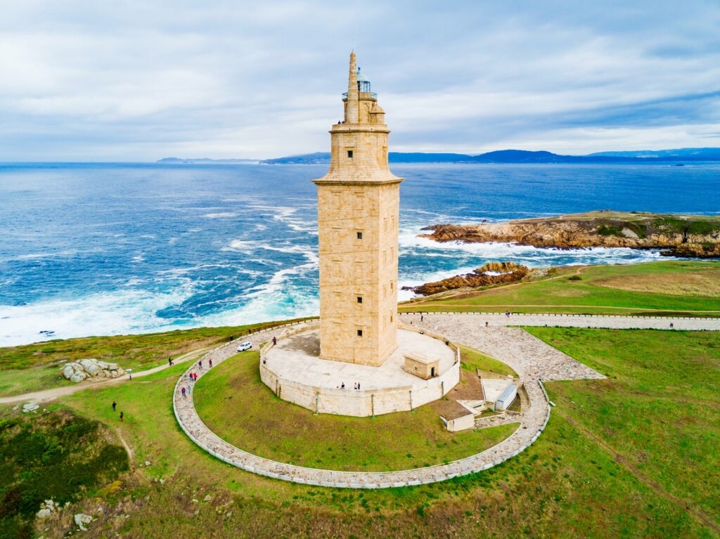 Historic site of Tower of Hercules in La Coruña, Spain