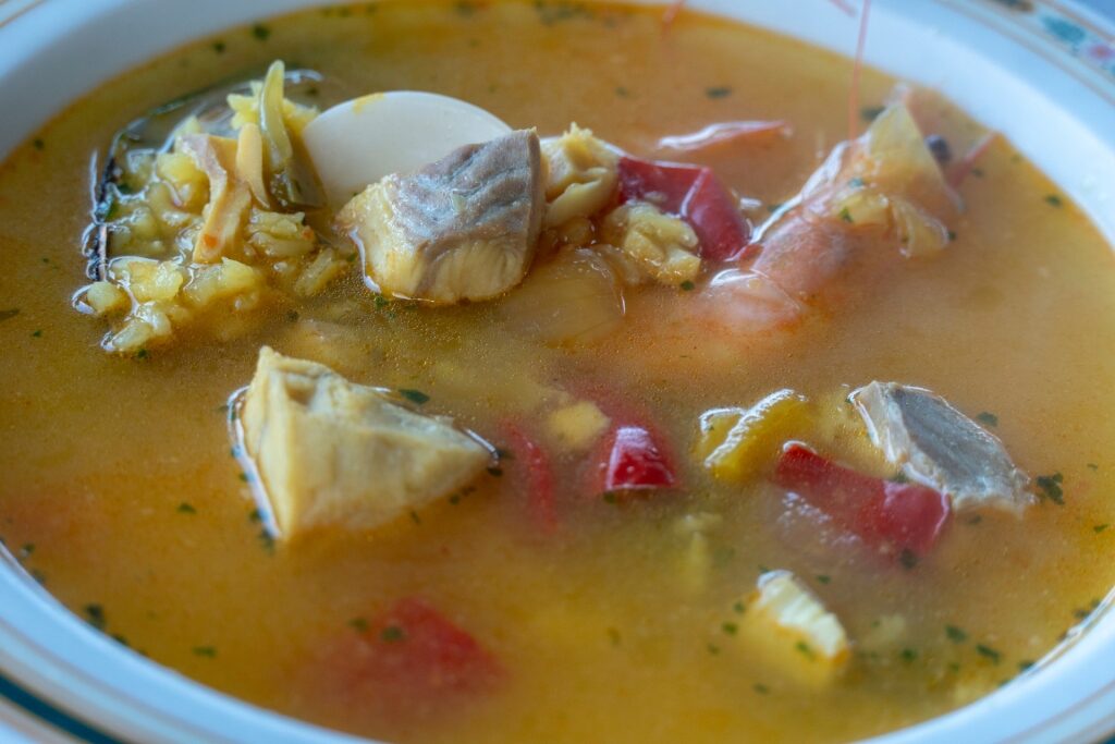 Bowl of hearty caldo de pescado