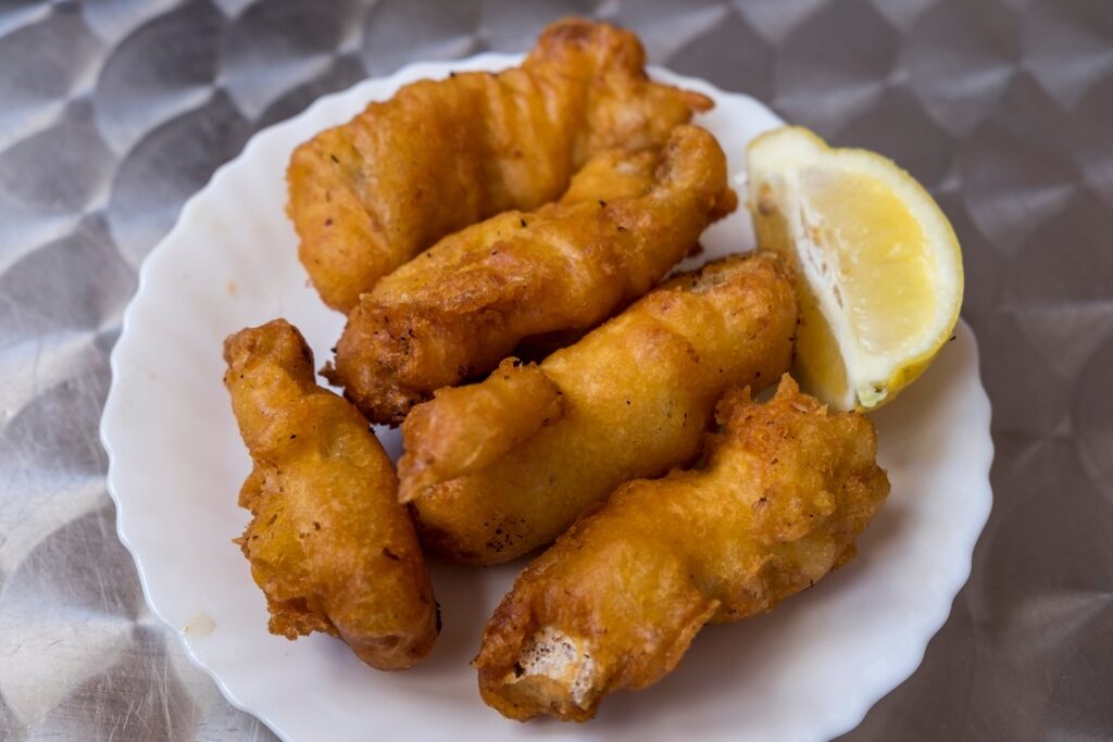 Plate of tasty churros de pescado