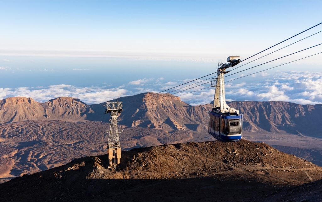 Cable car in Teide National Park, Tenerife, Canary Islands in winter