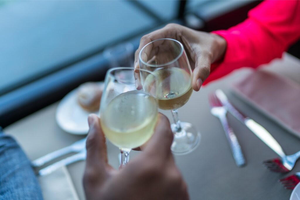 People drinking wine in France