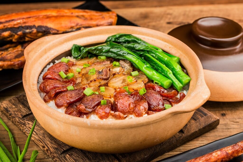 Savory clay pot rice dish in Hong Kong