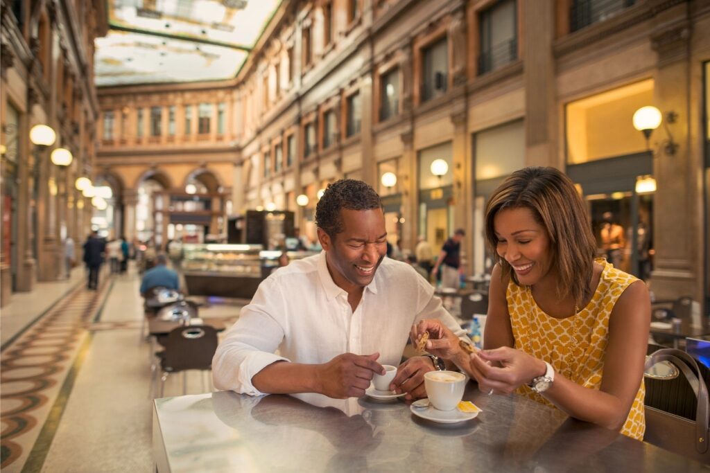 Couple enjoying a cafe in Rome