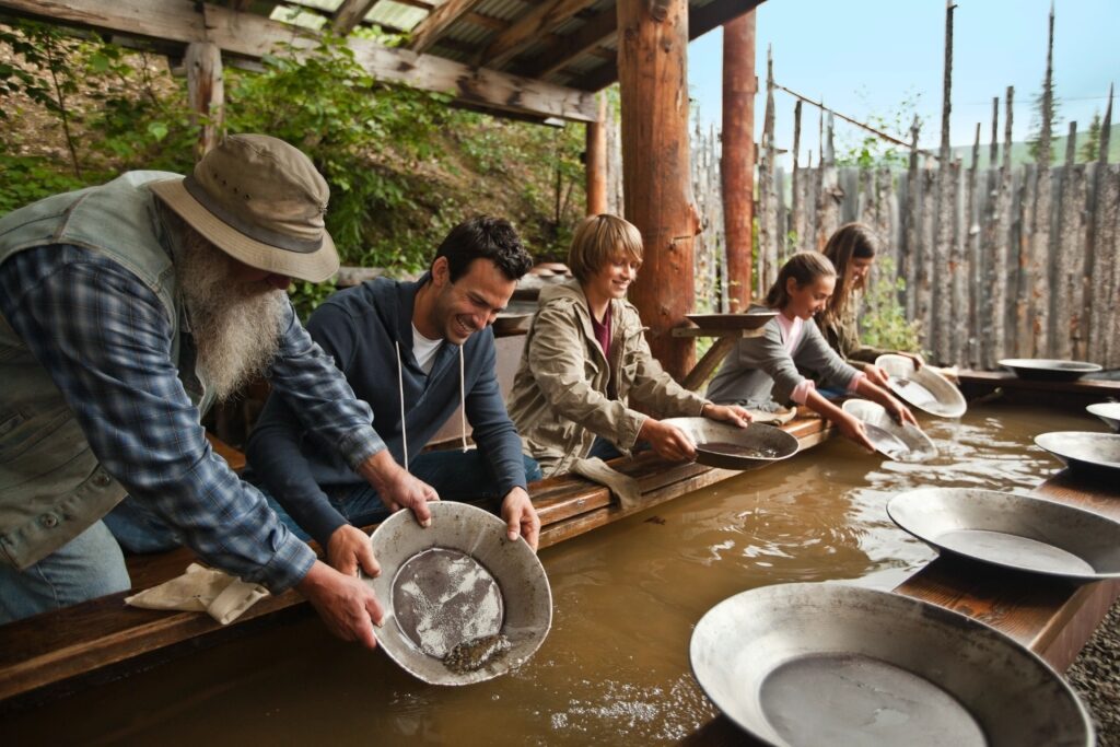 Gold panning, one of the best things to do in Alaska with kids