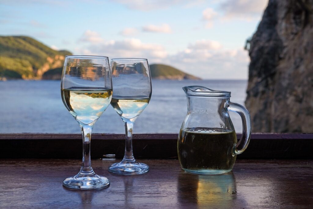 Glasses of wine in Corfu